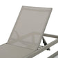 Outdoor Chaise Lounge Set of 2 with Adjustable Aluminum Frame and Textilene Mesh Seating in Grey FredCo