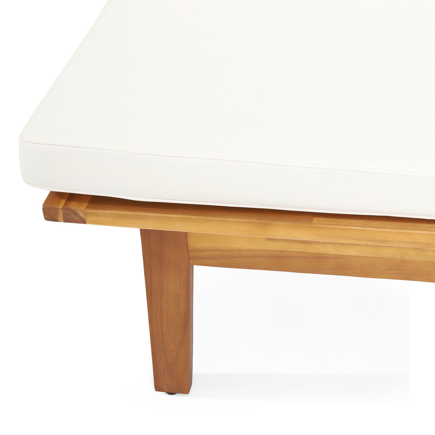 Outdoor Elegance Daybed with Convertible Design, Beige Cushion, Acacia Wood Frame FredCo