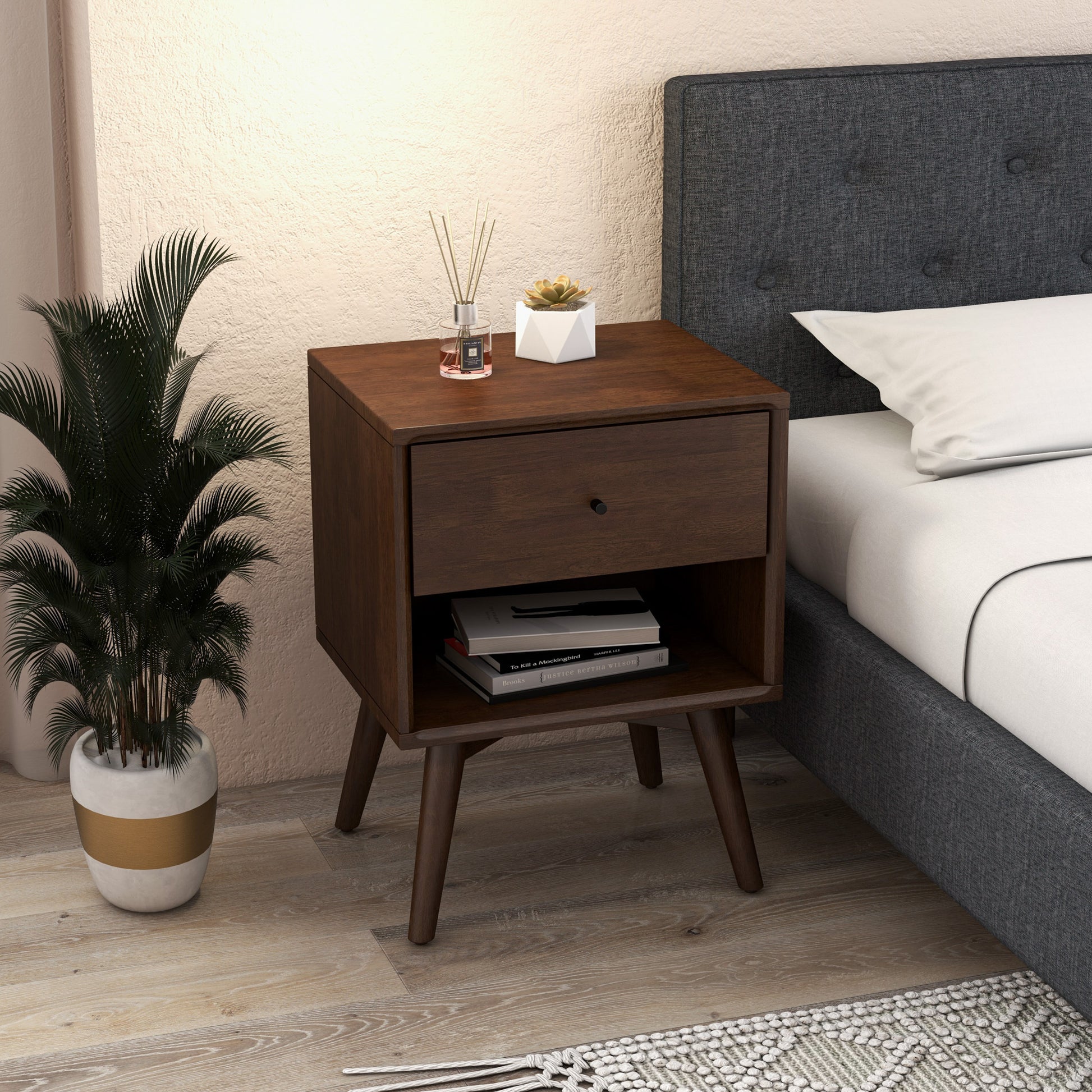 Caroline Mid Century Modern Style Night Stand FredCo