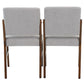Pair of modern gray upholstered dining chairs with wooden legs, FredCo International furniture