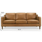 Cooper Mid Century Modern Tan Leather Sofa with Easy Maintenance and Solid Wood Frame FredCo