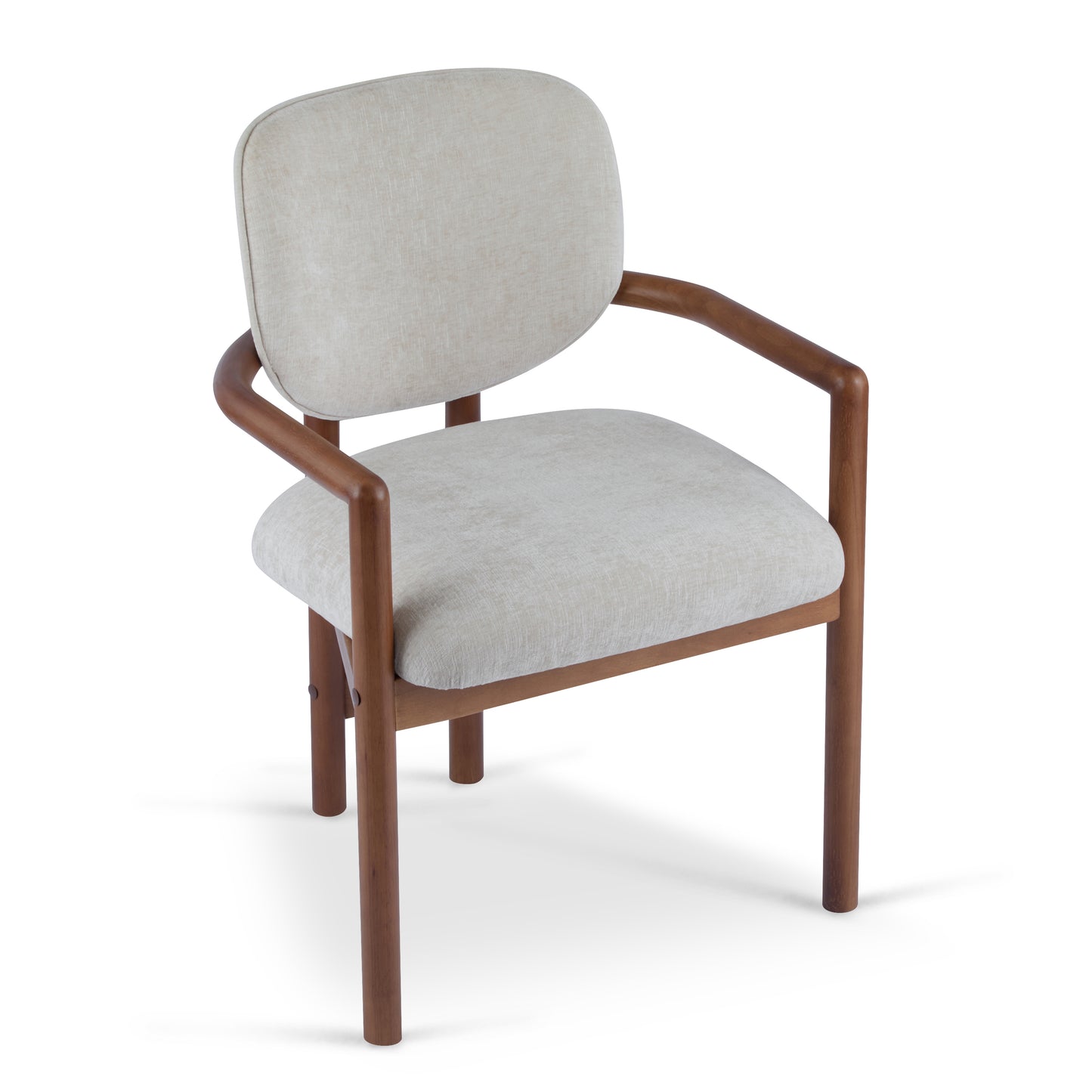 Dining Chairs Set of 2 Upholstered Arm Chairs, Rubber Wood Accent Chairs Beige Fabric Seating, 300 LBS Weight Capacity FredCo