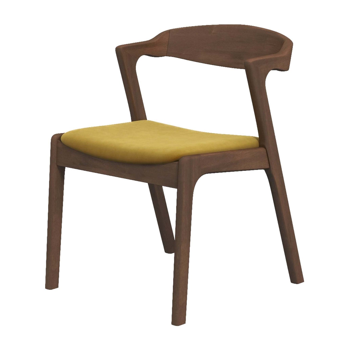 Dakota Dark Yellow Velvet Dining Chair (Set of 2) With Solid Wood Legs and Mid-Century Modern Design 29.3'H x 16'W x 22'D FredCo