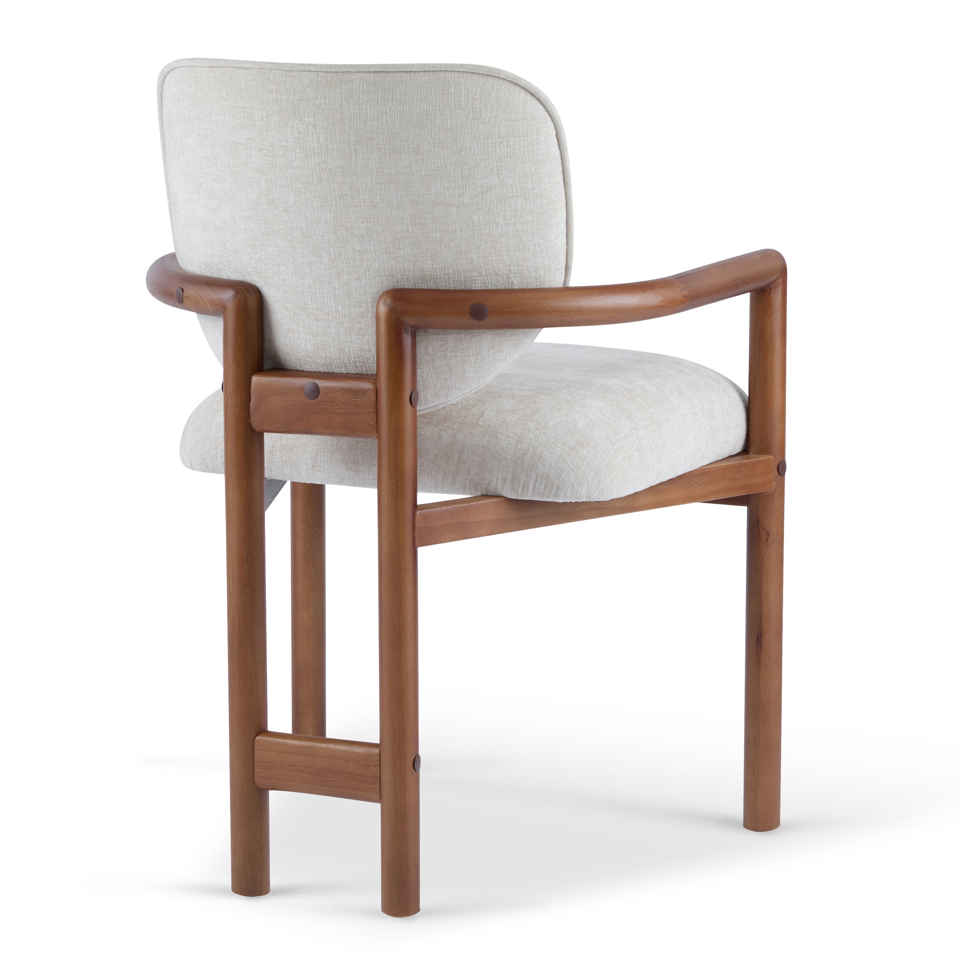 Dining Chairs Set of 2 Upholstered Arm Chairs, Rubber Wood Accent Chairs Beige Fabric Seating, 300 LBS Weight Capacity FredCo