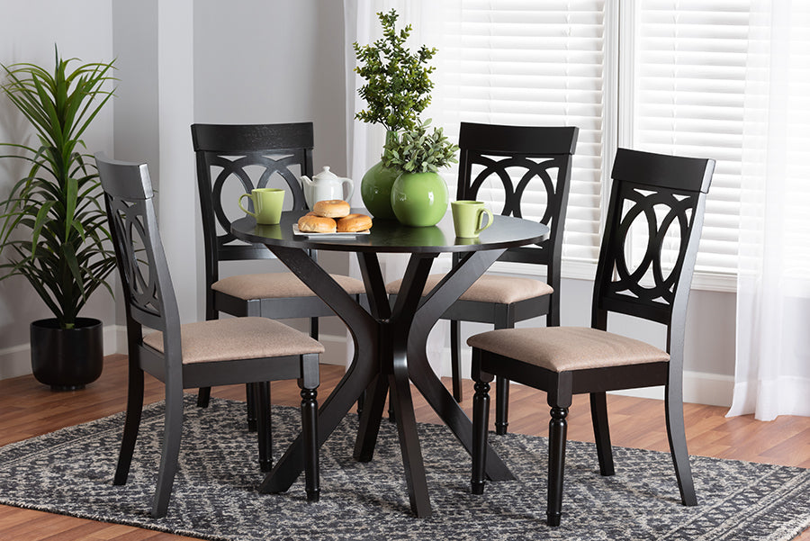 Baxton Studio Jessie Modern Sand Fabric and Dark Brown Finished Wood 5-Piece Dining Set