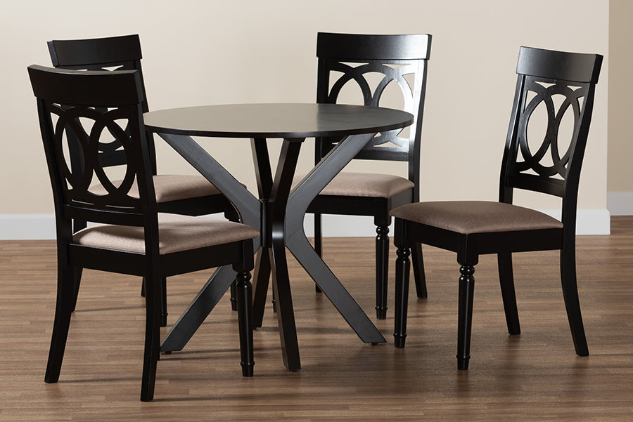 Baxton Studio Jessie Modern Sand Fabric and Dark Brown Finished Wood 5-Piece Dining Set