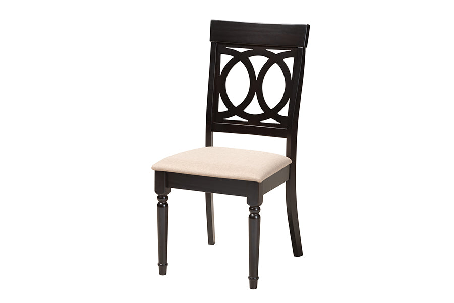Baxton Studio Angie Modern Sand Fabric and Dark Brown Finished Wood 5-Piece Dining Set