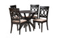 Baxton Studio Velia Modern Sand Fabric and Dark Brown Finished Wood 5-Piece Dining Set