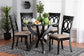 Baxton Studio Velia Modern Sand Fabric and Dark Brown Finished Wood 5-Piece Dining Set