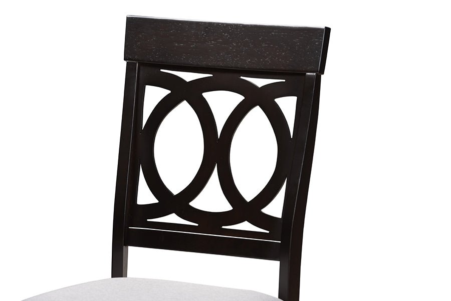 Baxton Studio Jessie Modern Grey Fabric and Dark Brown Finished Wood 5-Piece Dining Set