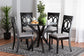 Baxton Studio Jessie Modern Grey Fabric and Dark Brown Finished Wood 5-Piece Dining Set