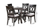 Baxton Studio Angie Modern Grey Fabric and Dark Brown Finished Wood 5-Piece Dining Set
