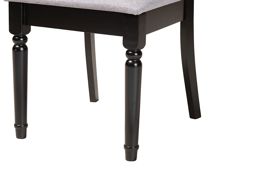 Baxton Studio Angie Modern Grey Fabric and Dark Brown Finished Wood 5-Piece Dining Set