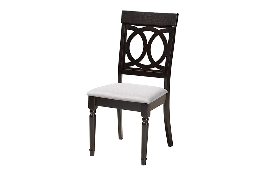 Baxton Studio Velia Modern Grey Fabric and Dark Brown Finished Wood 5-Piece Dining Set