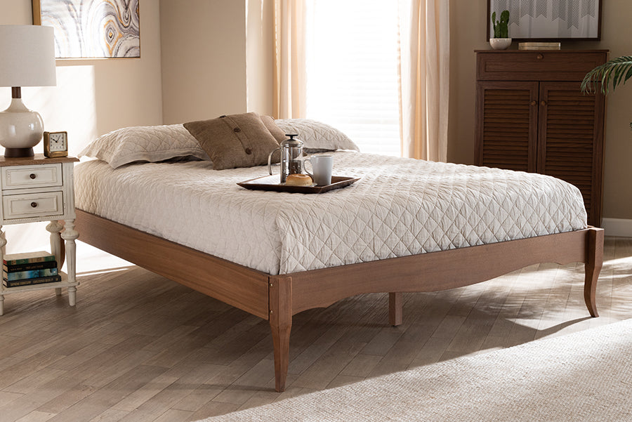Baxton Studio Marieke Vintage French Inspired Ash Wanut Finished Queen Size Wood Bed Frame