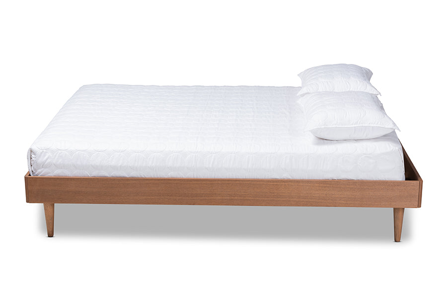 Baxton Studio Rina Mid-Century Modern Ash Wanut Finished Queen Size Wood Bed Frame