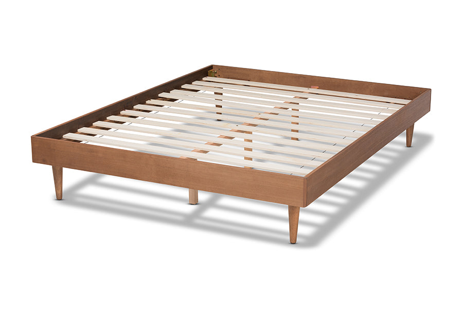 Baxton Studio Rina Mid-Century Modern Ash Wanut Finished Queen Size Wood Bed Frame