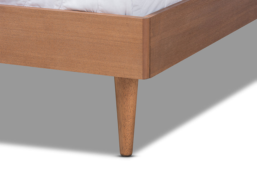 Baxton Studio Rina Mid-Century Modern Ash Wanut Finished Queen Size Wood Bed Frame