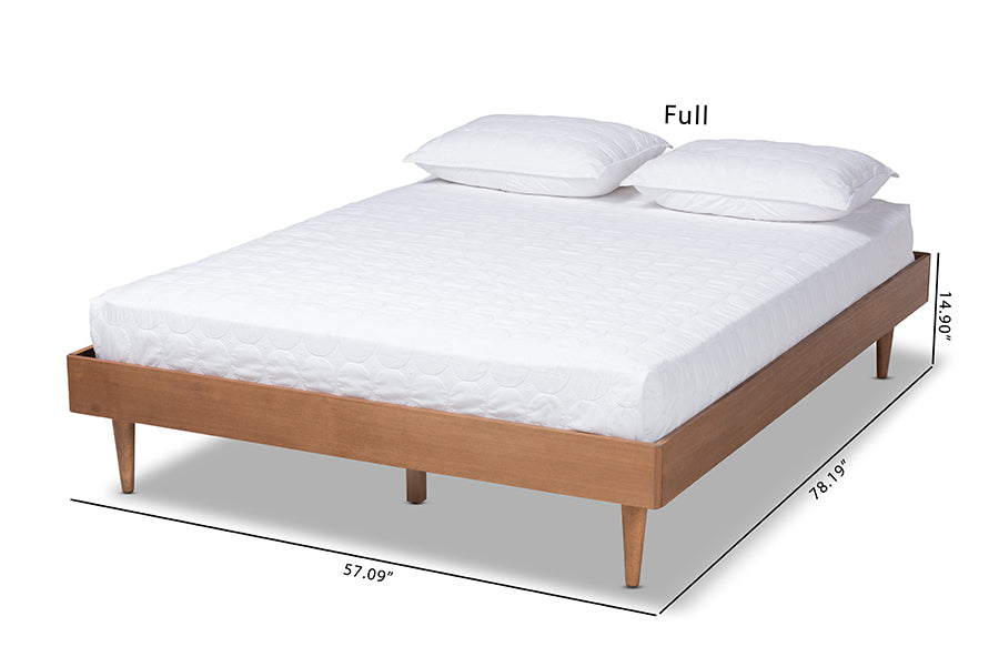 Baxton Studio Rina Mid-Century Modern Ash Wanut Finished Queen Size Wood Bed Frame
