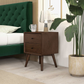 Mid-Century Modern Caroline Night Stand 2-Drawer Dark Brown Solid Wood 23.6'H x 17.7'W x 15.7'D for Bedroom, Closet, Dorm FredCo