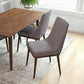 Modern dining room with gray upholstered chairs and wooden table, FredCo International furniture