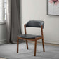 High Quality Enzo Mid-Century Modern Black Leather Dining Chair (Set of 2) with Solid Wood Base 21.1'W x 24.5'D x 30.1'H for Living Room Bedroom Outdoor FredCo