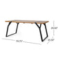 Modern wood dining table with black metal legs, 70.75 x 35.5 x 29.5 inches, FredCo International