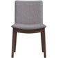 Modern gray fabric dining chair with wooden legs, FredCo International furniture