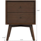 Mid-Century Modern Caroline Night Stand 2-Drawer Dark Brown Solid Wood 23.6'H x 17.7'W x 15.7'D for Bedroom, Closet, Dorm FredCo