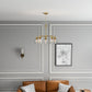 Elegance Five Lights Linear Arms Chandelier with Golden Brass Finish and Clear Water Glass 24'W x 8.5'H FredCo