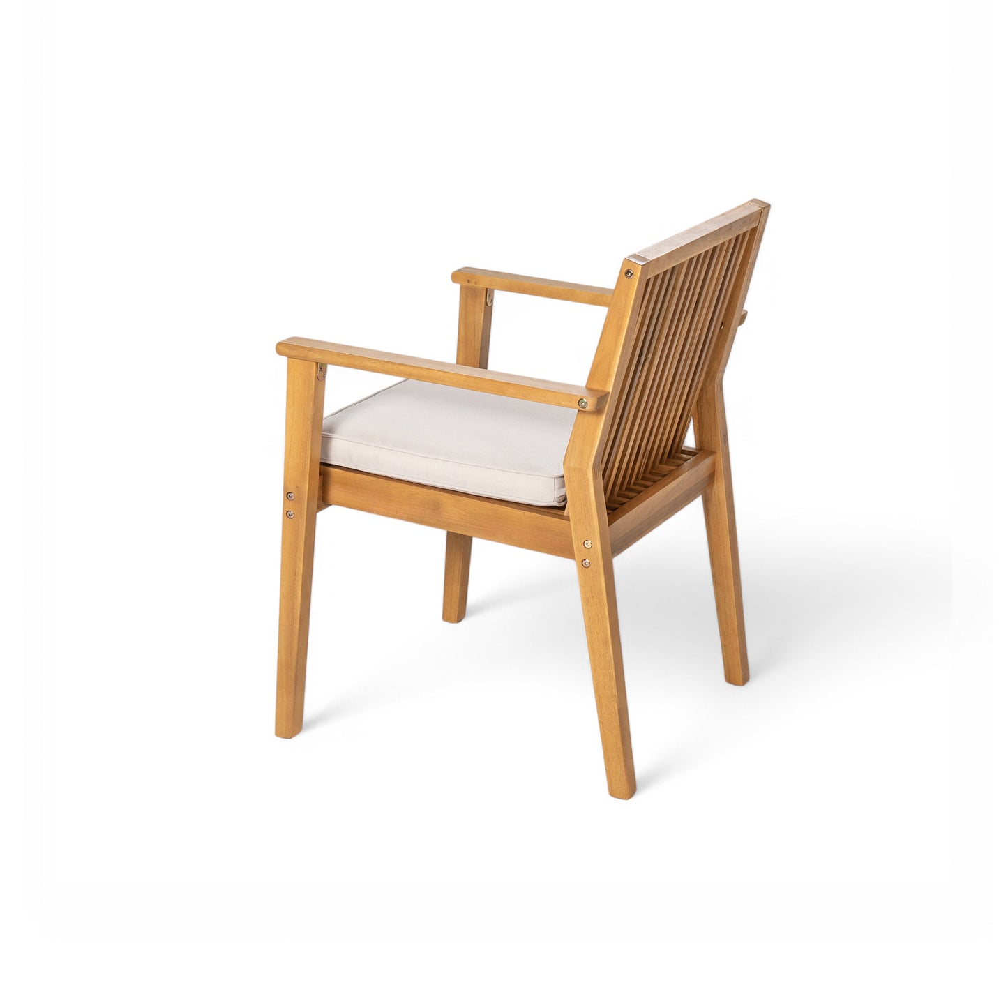 Patio Dining Chair Set of 2 - Sturdy Acacia Wood, Comfortable Waterproof Seating, 400 lbs Capacity, Natural Color Frame FredCo