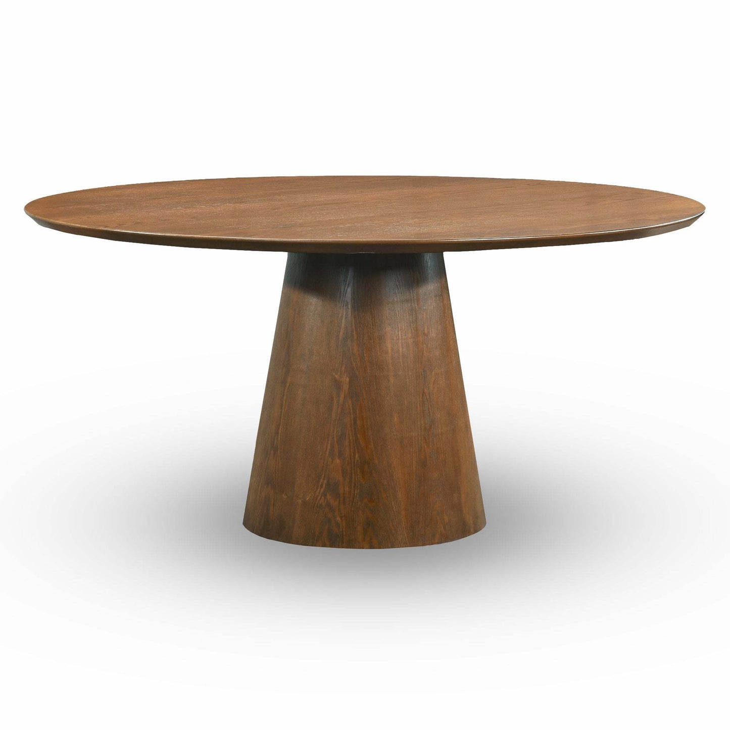 Modern round wooden dining table with pedestal base, FredCo International furniture