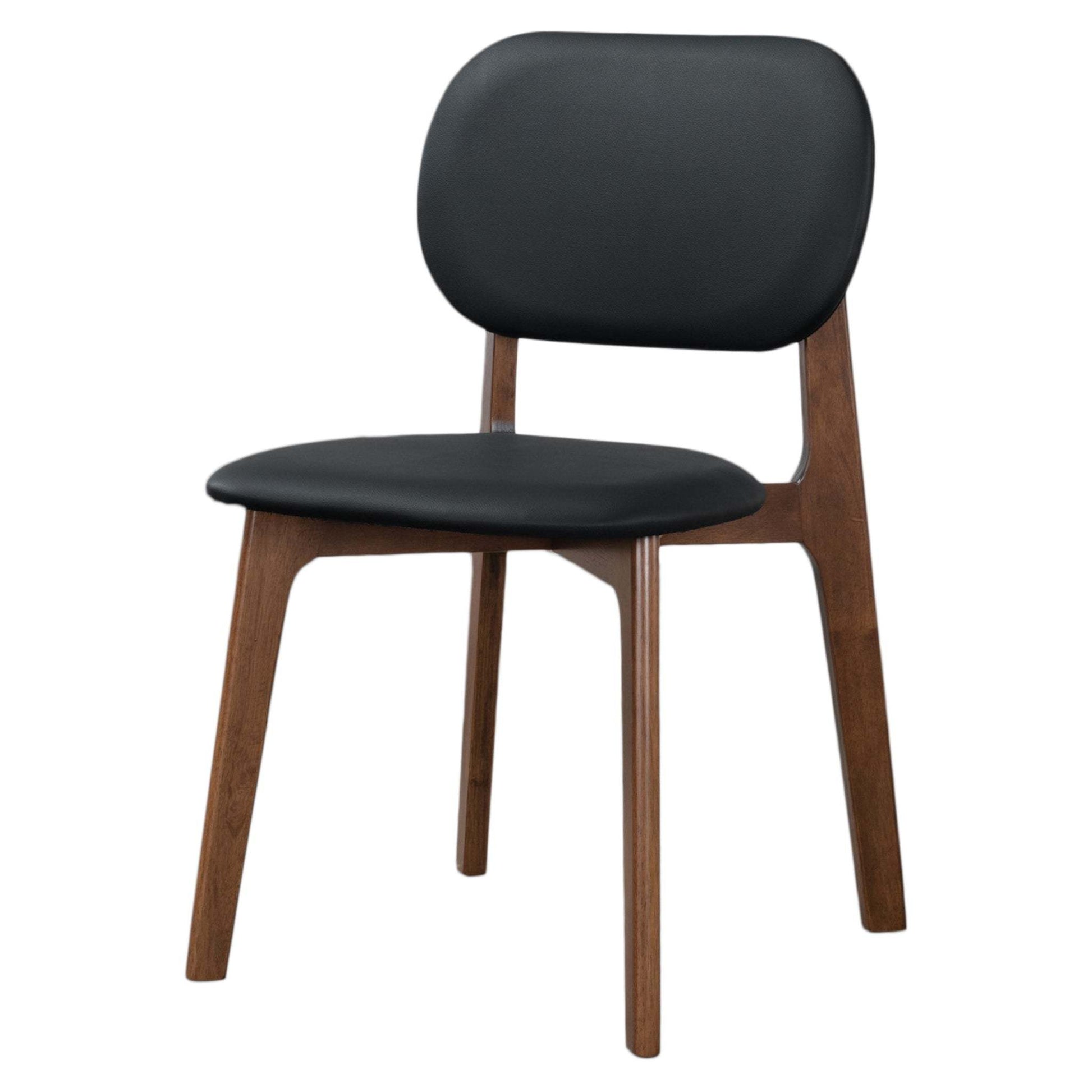 Modern black upholstered dining chair with wooden legs, FredCo International furniture
