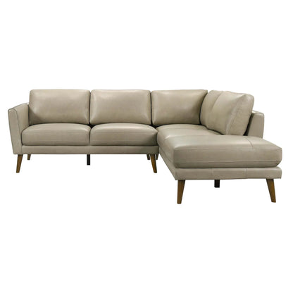 Modern beige sectional sofa with wooden legs, stylish living room furniture from FredCo International