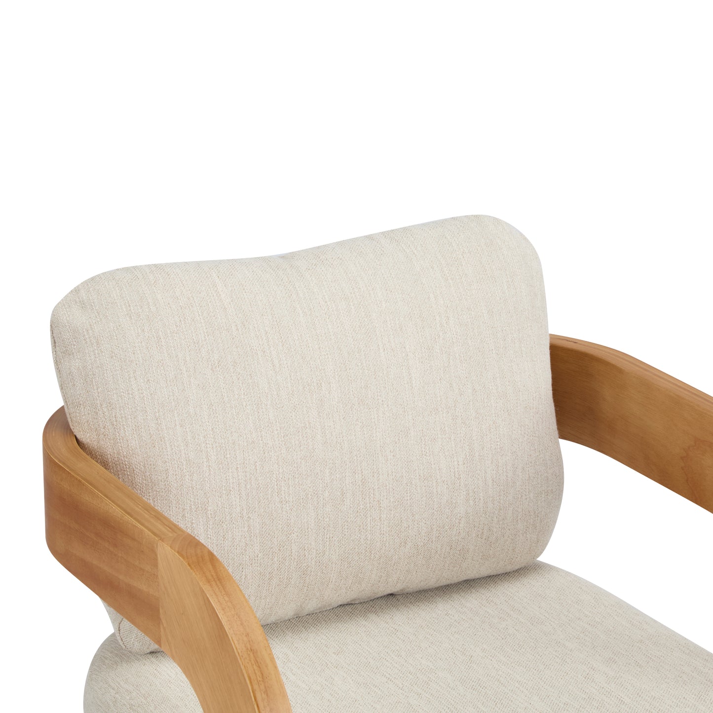 2-Pack Dining Chairs with Pillow Back, Beige Fabric, Natural Color Solid Wood Frame FredCo