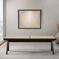 Modern woven bench with black frame in minimalist living room, FredCo International furniture