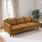 Cooper Mid Century Modern Tan Leather Sofa with Easy Maintenance and Solid Wood Frame FredCo