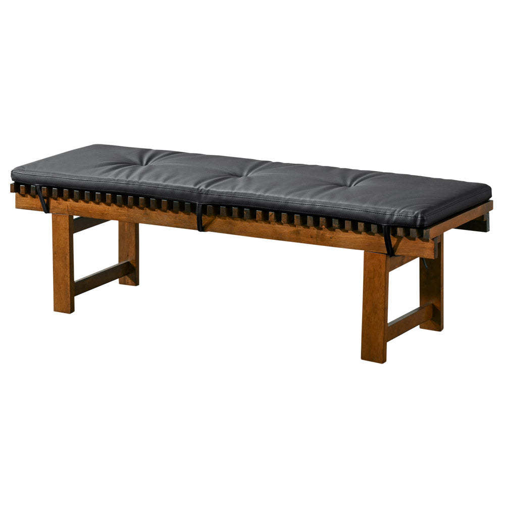 Modern wooden bench with black cushioned seat, home furniture by FredCo International