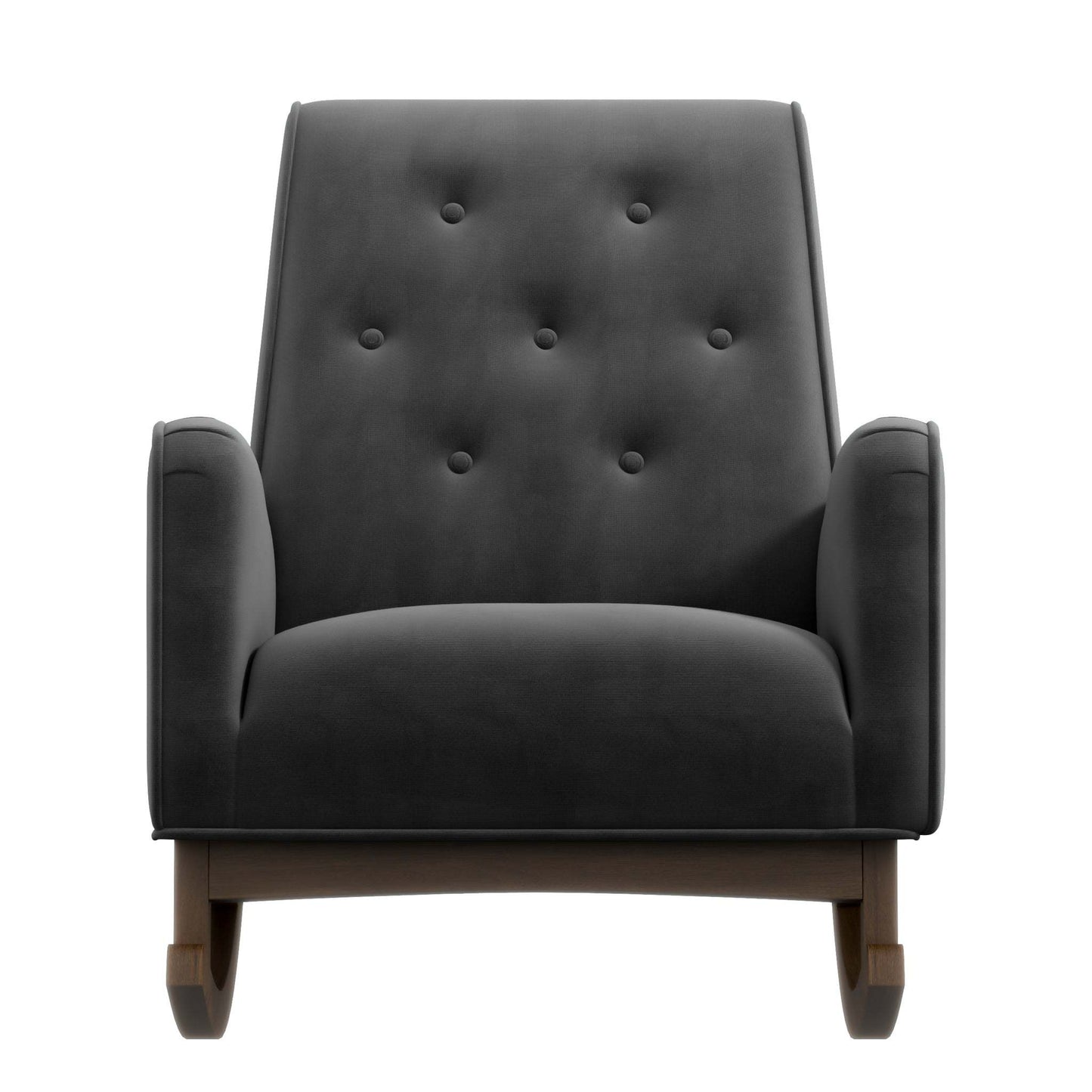 Elegant Style Demetrius Dark Grey Fabric Rocking Chair with Solid Wood Frame for Living Room and Nursery 36.6'H x 27.5'W x 39'D for Living Room Bedroom Reading FredCo