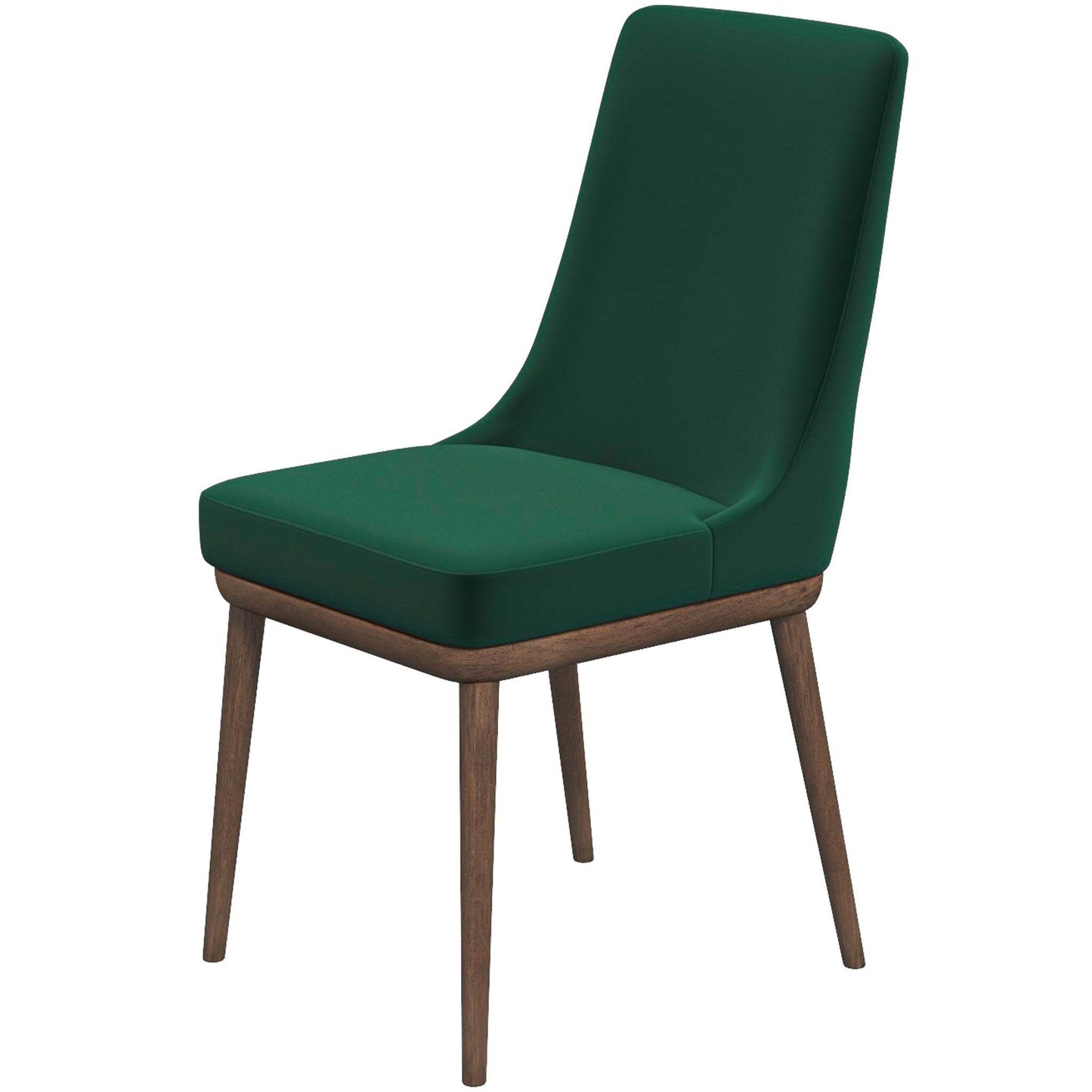 Modern green upholstered dining chair with wooden legs, FredCo International furniture