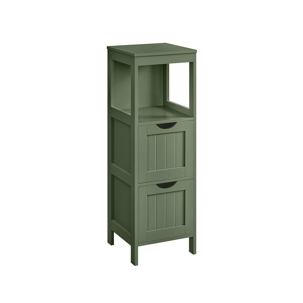 VASAGLE Bathroom Floor Cabinet with 2 Drawers – Forest Green
