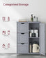 VASAGLE Bathroom Floor Storage Cabinet, Freestanding Bathroom Storage Unit with 3 Drawers – Dove Gray
