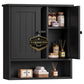 SONGMICS HOME Tool-Free Assembly Bathroom Wall Cabinet, 2 Doors Modern Basic Wall Mounted Storage – Ink Black