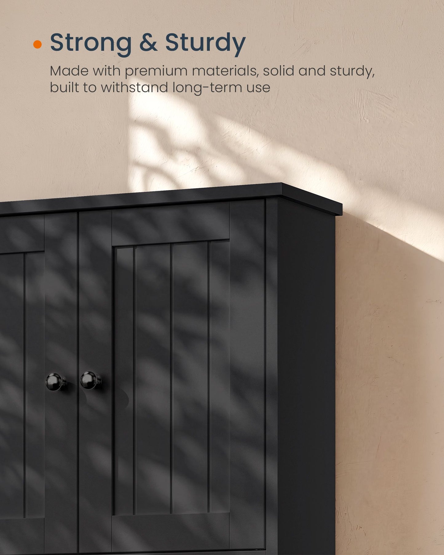 SONGMICS HOME Tool-Free Assembly Bathroom Wall Cabinet, 2 Doors Modern Basic Wall Mounted Storage – Ink Black