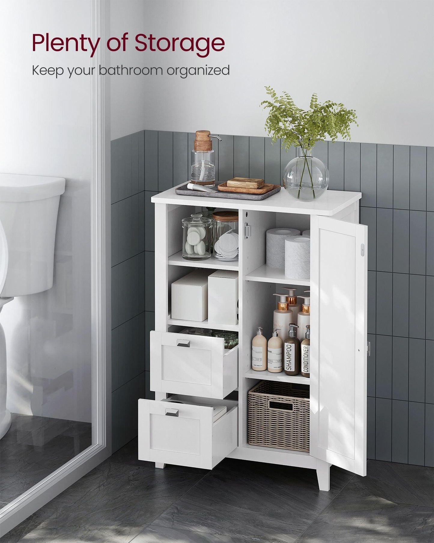 Bathroom Floor Storage Cabinet with Adjustable Shelves FredCo