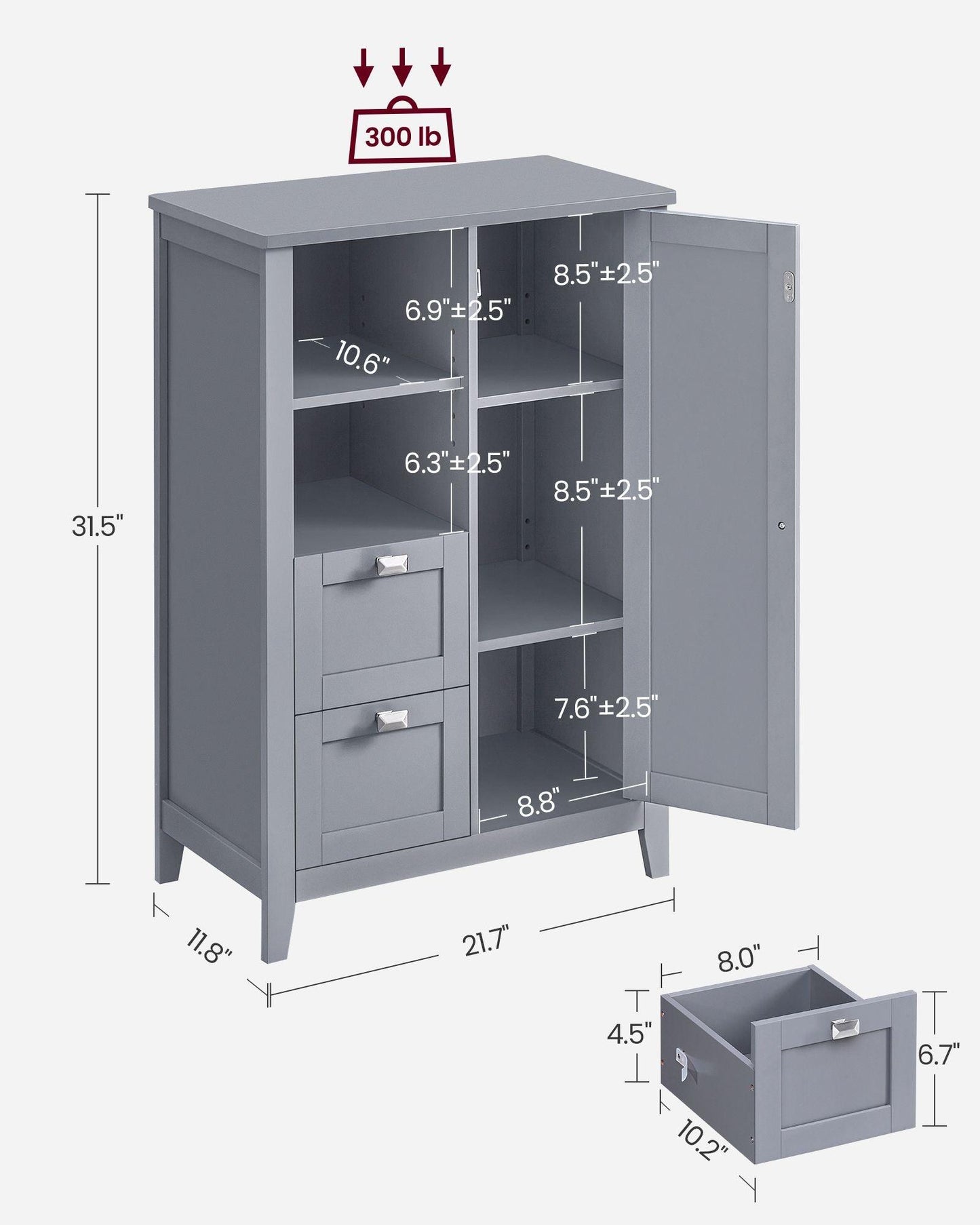 Freestanding Bathroom Floor Storage Cabinet FredCo