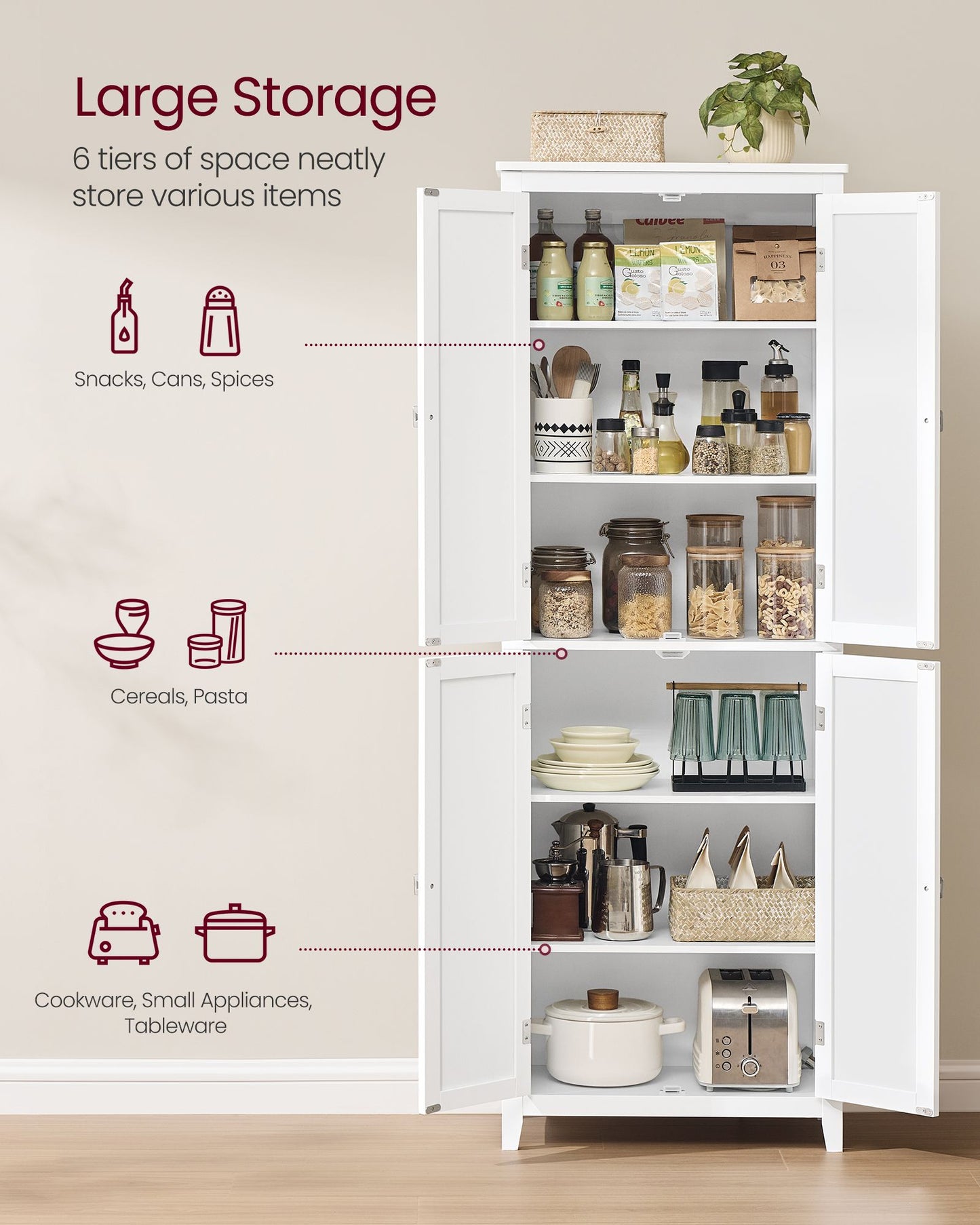VASAGLE Bathroom Floor Storage Cabinet – Cloud White