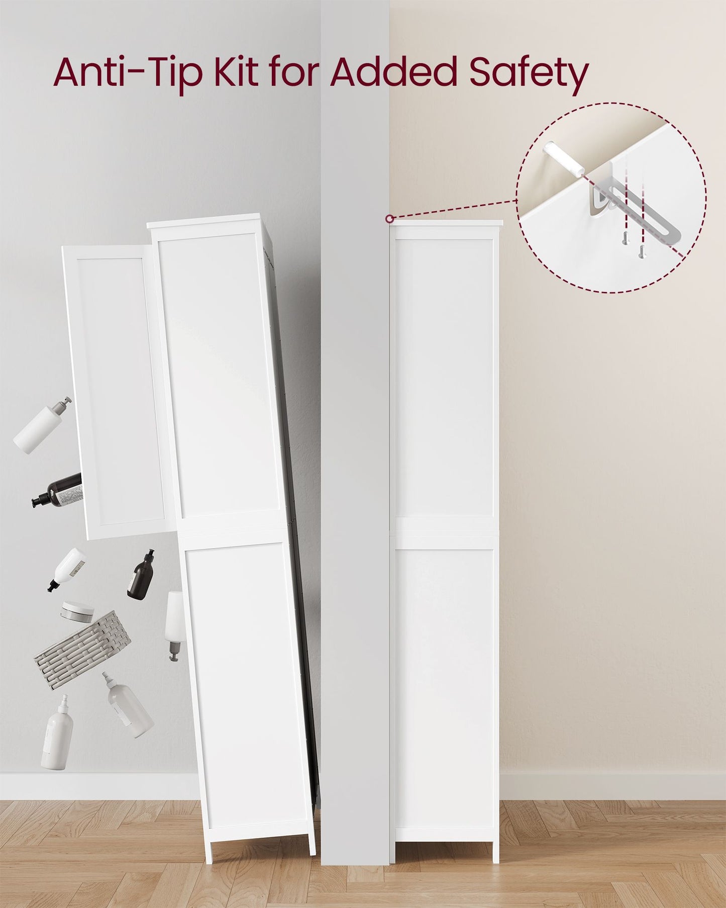 VASAGLE Bathroom Floor Storage Cabinet – Cloud White