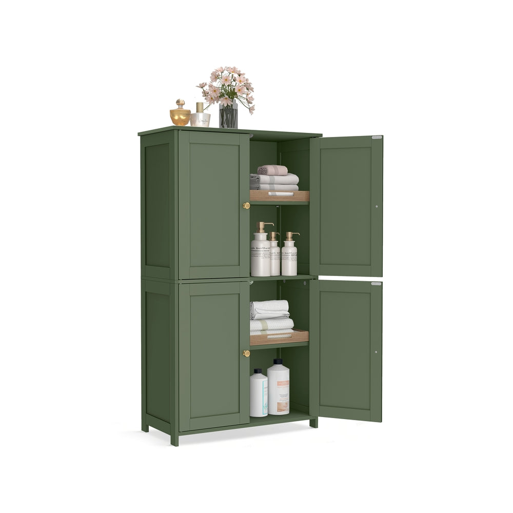 VASAGLE Floor Storage Cabinet with Adjustable Shelves and Doors – Forest Green