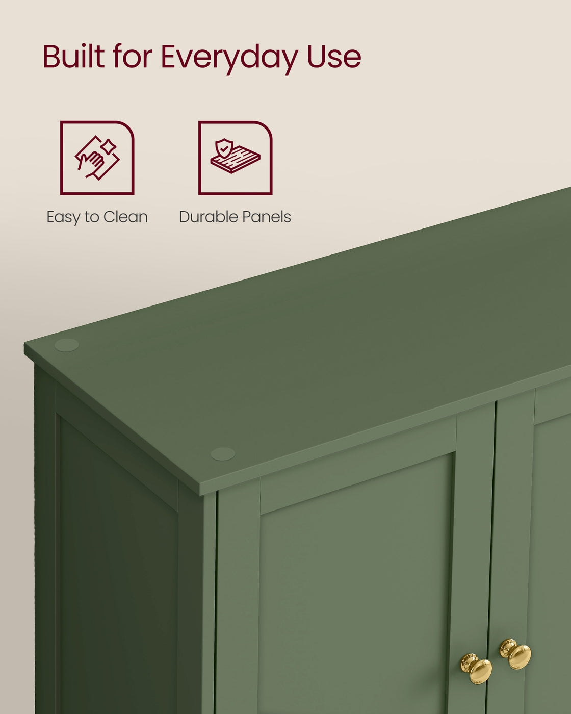 VASAGLE Floor Storage Cabinet with Adjustable Shelves and Doors – Forest Green